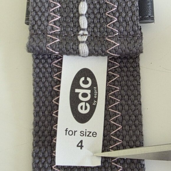 EDC by Esprit Belt For Size 4 Gray Embroidered Woven Metal Buckle Y2K VTG Boho - Picture 4 of 12